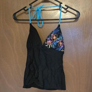 Hot Water Black and Blue Bikini Top